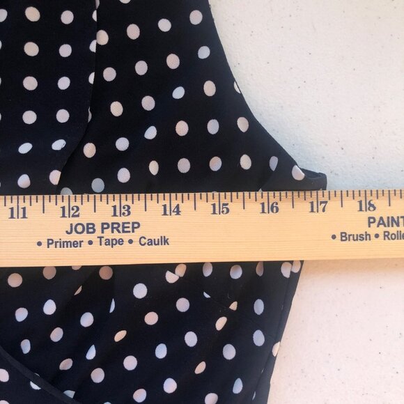 Chaps Size Medium Flirty Sleeveless Ruffled Polka Dot V-Neck Summer Dress - Picture 11 of 14